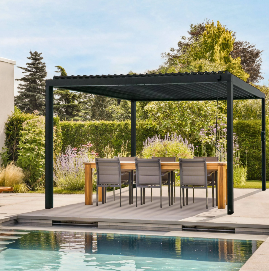 Sarasota 16’x10′ Galvanized Steel Louvered Pergola