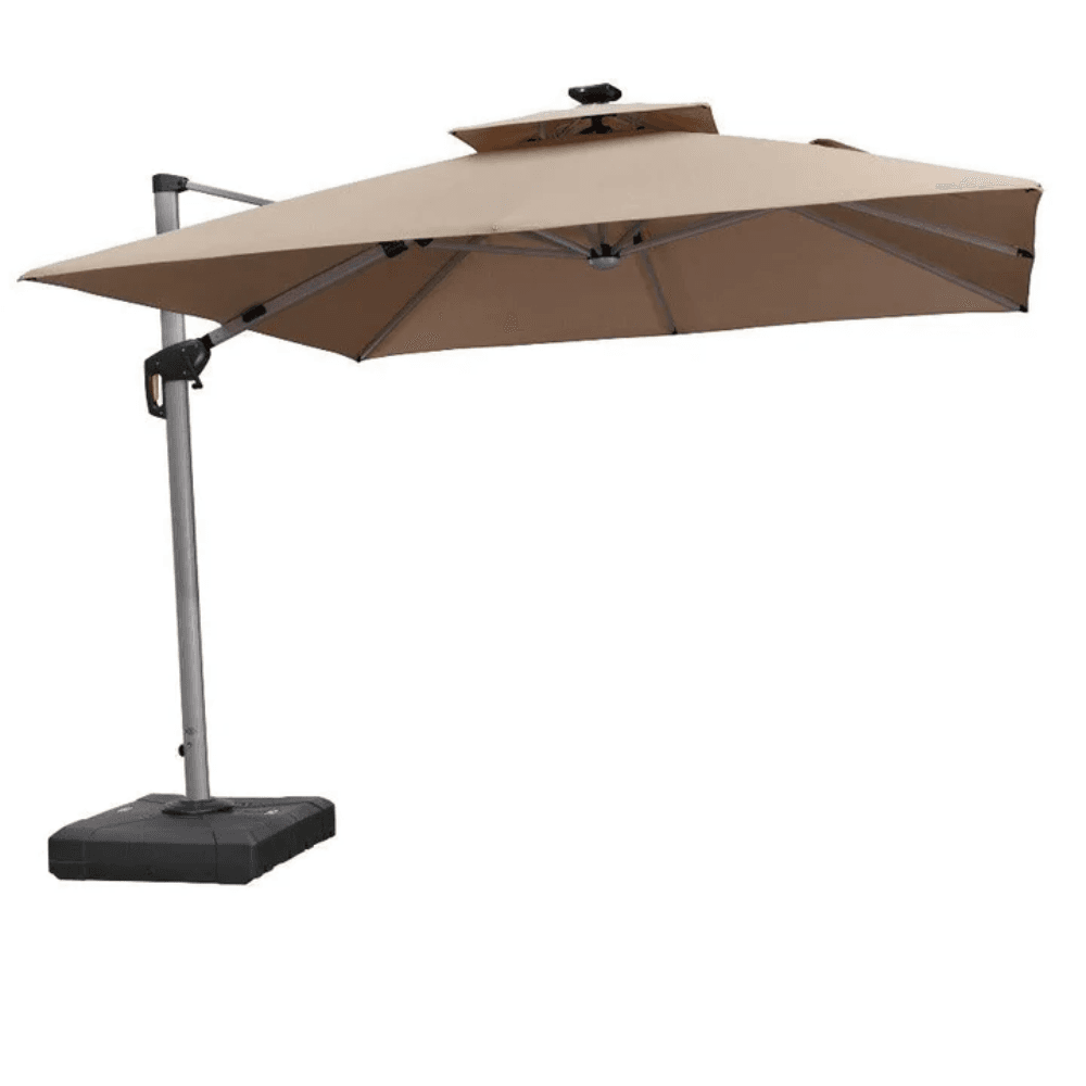 Double Top Deluxe Solar Powered LED Square Patio Umbrella